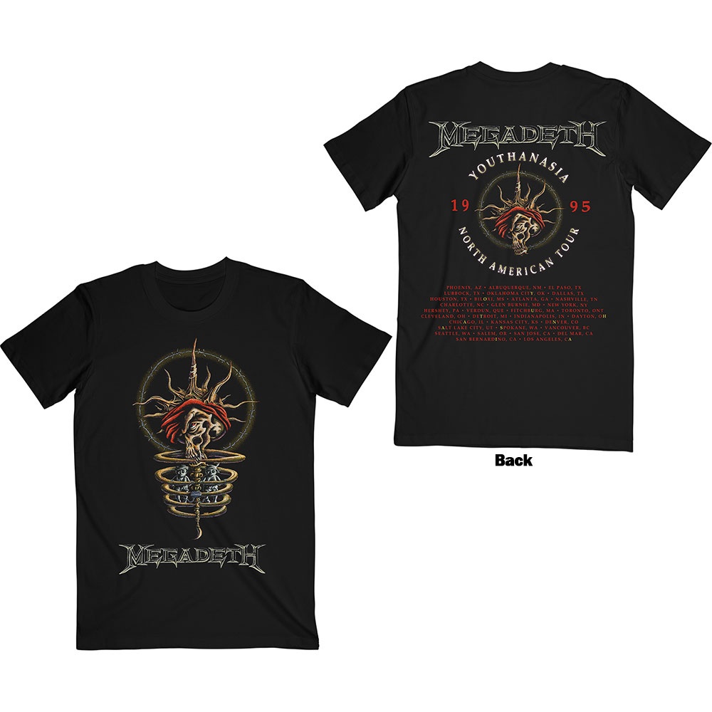 Megadeth - Youthanasia 1995 North American Tour Heren Tshirt - Zwart